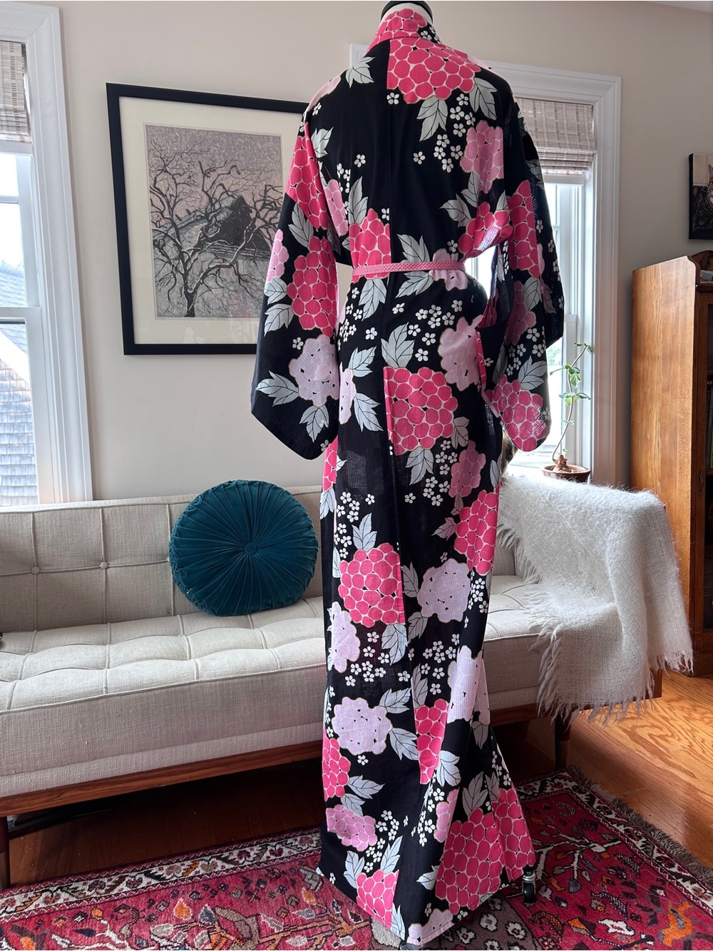 Cotton Floral Yukata with Obijime Cord - Picture 6 of 8